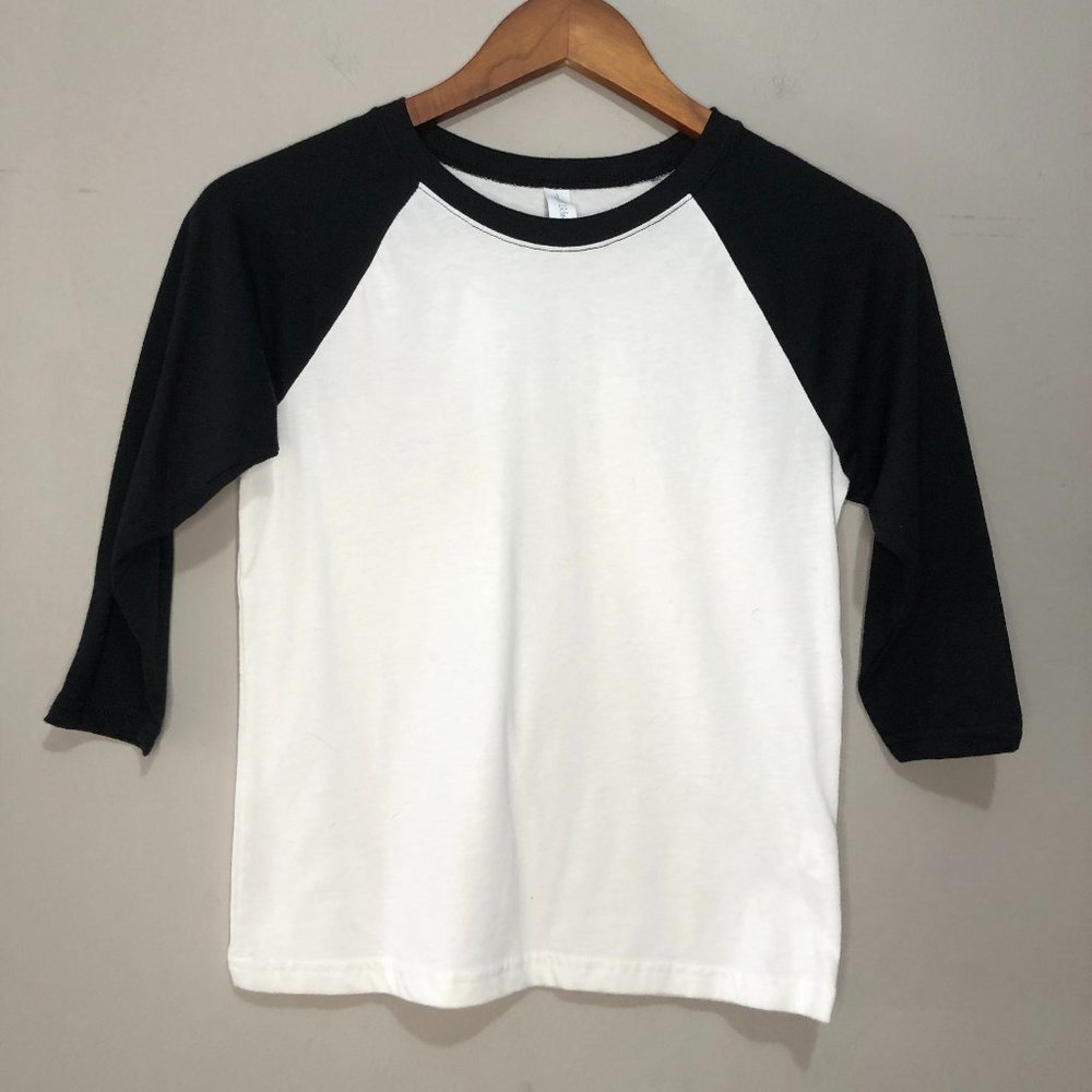 Next Level Kids Color Block 3/4 Sleeve Tee Black / White Medium